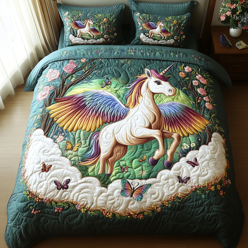 Rainbow Reverie 3-Piece Quilted Bedding Set