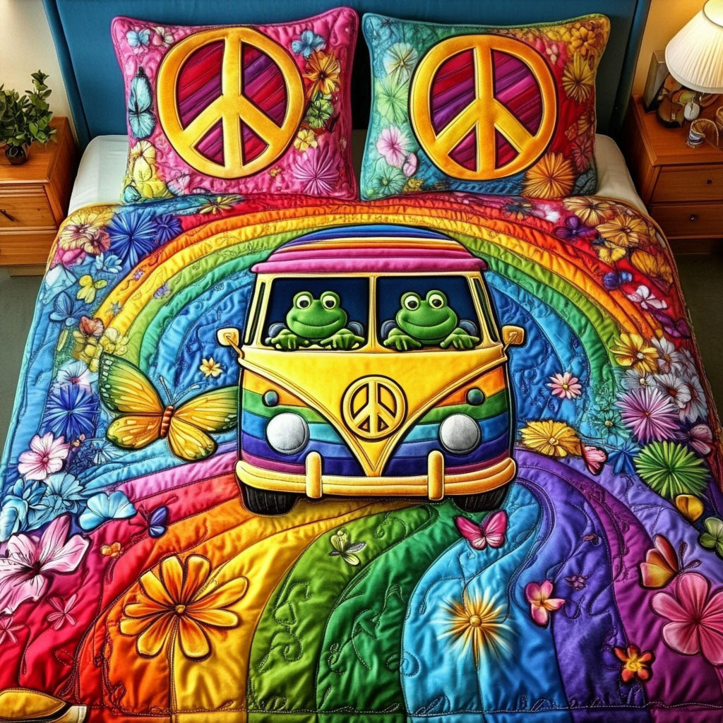 Rainbow Roadtrip 3-Piece Quilted Bedding Set