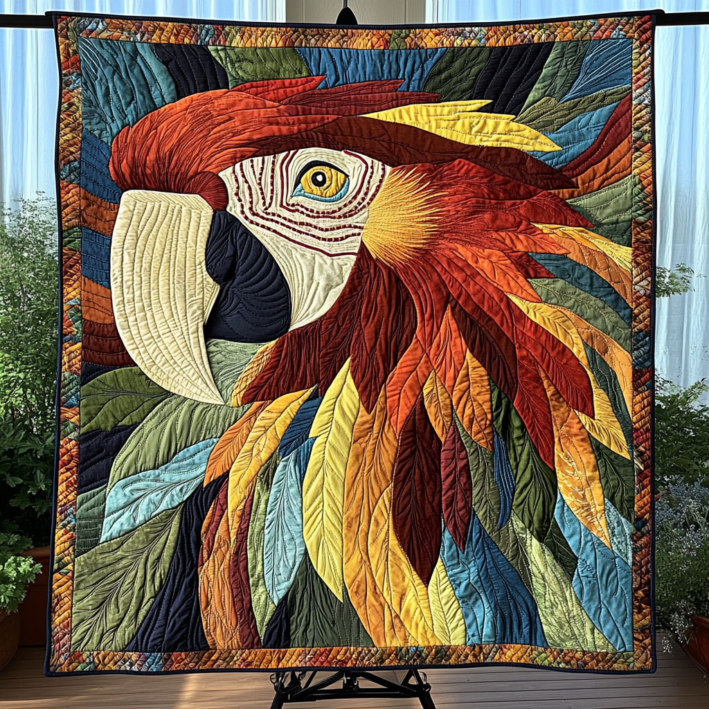 Rainbow Squawk Quilted Blanket