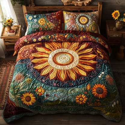 Rainbow Sun 3-Piece Quilted Bedding Set