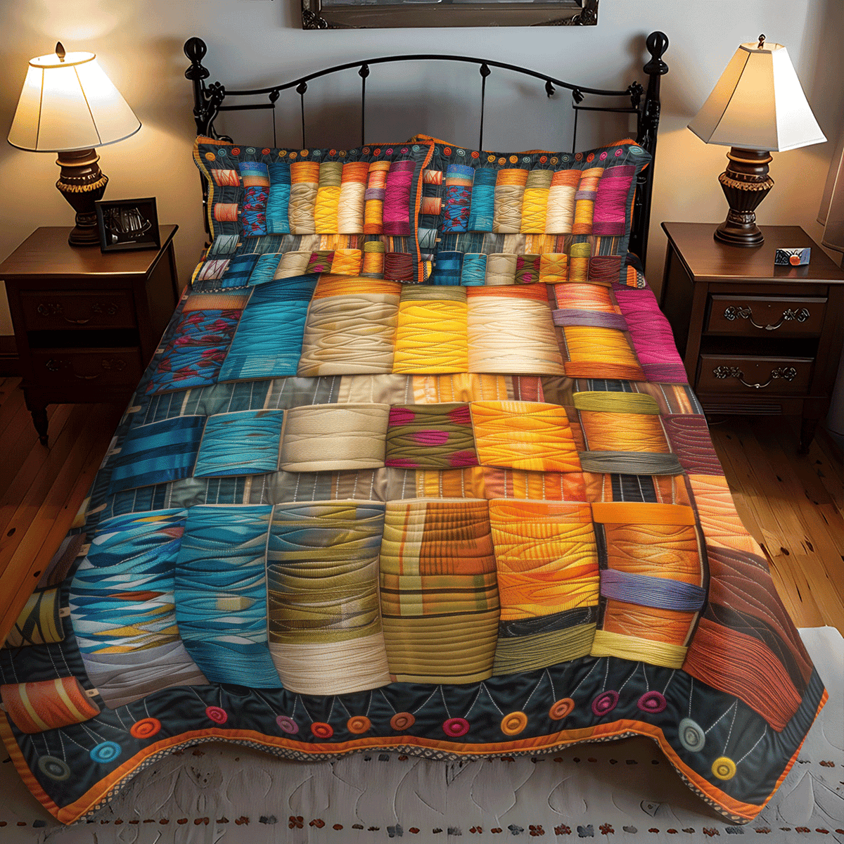 Rainbow Thread 3-Piece Quilted Bedding Set