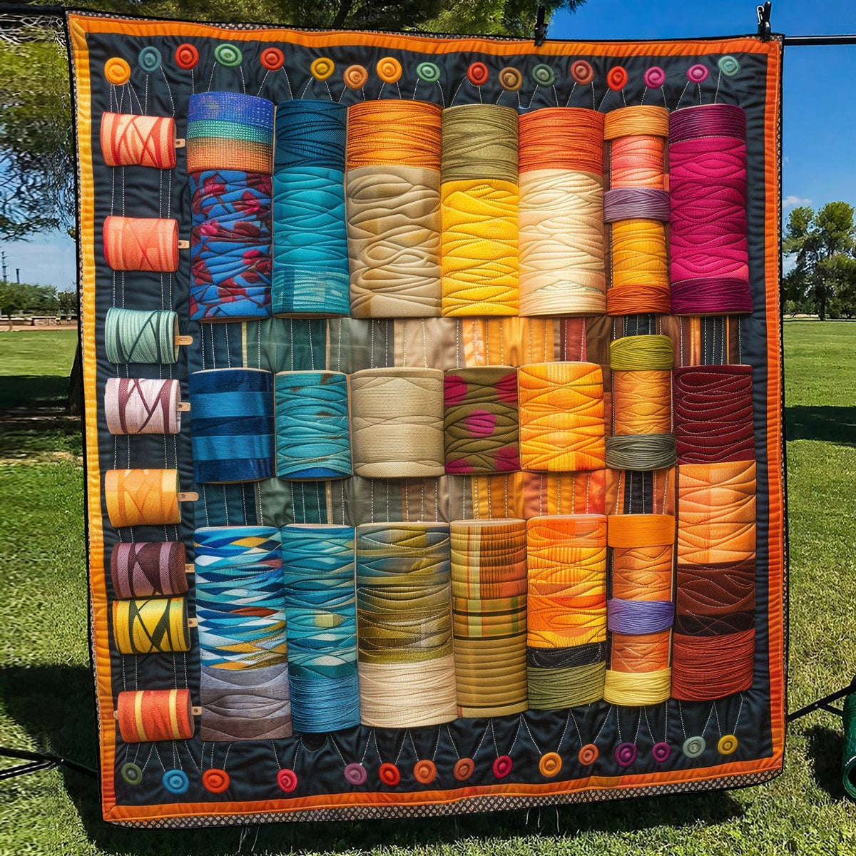 Rainbow Thread Quilted Blanket