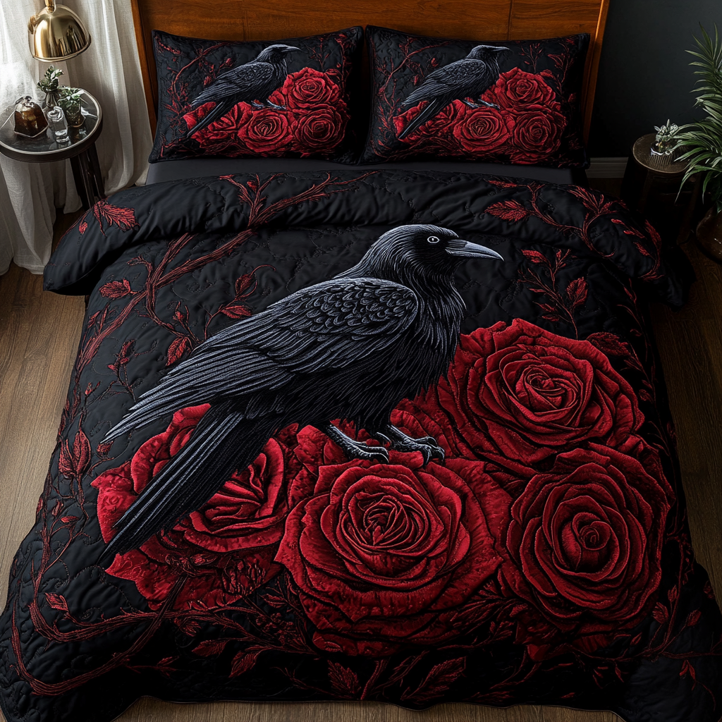 Raven Call 3-Piece Quilted Bedding Set