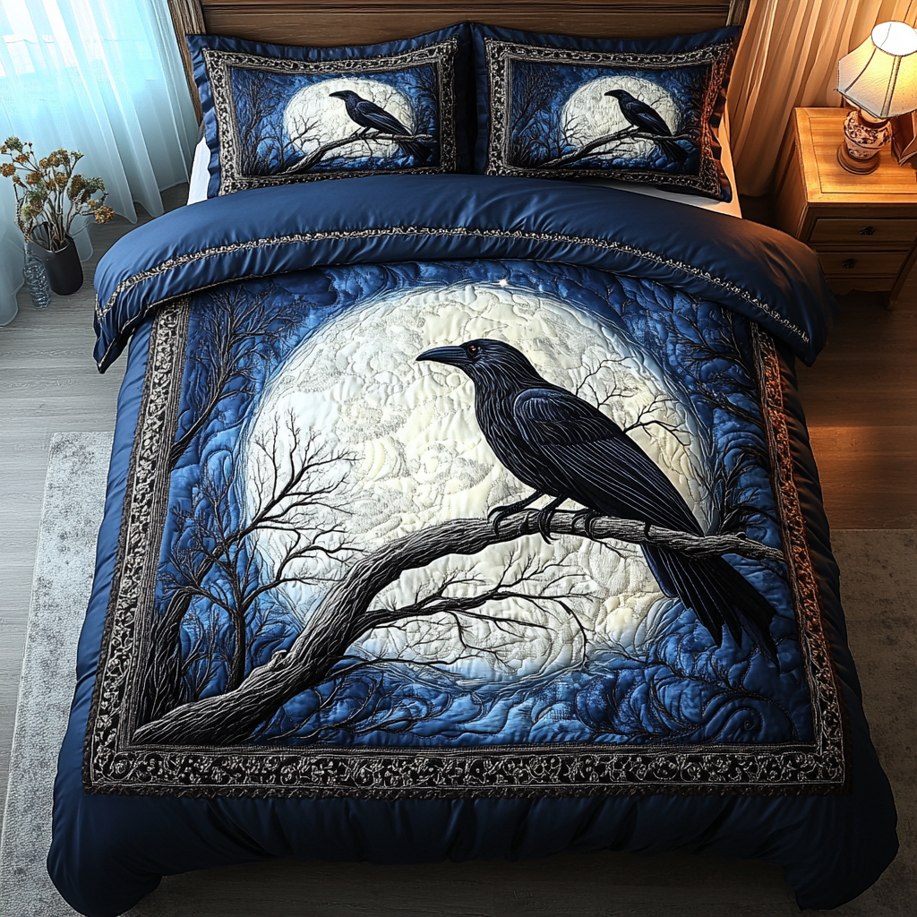 Raven Whisper 3-Piece Quilted Bedding Set