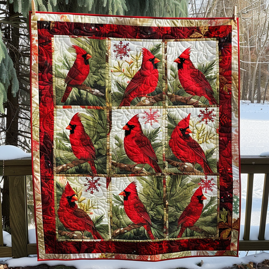 Red Cardinal Quilted Blanket