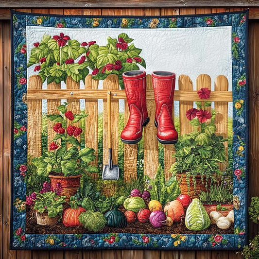 Red Boots Quilted Blanket
