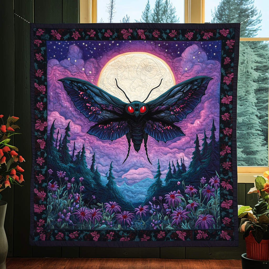 Red Eyed Watcher Quilted Blanket