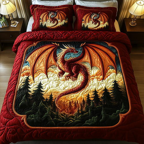 Red Sentinel 3-Piece Quilted Bedding Set