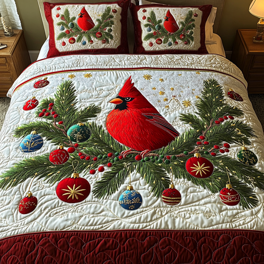 Red Splendor 3-Piece Quilted Bedding Set