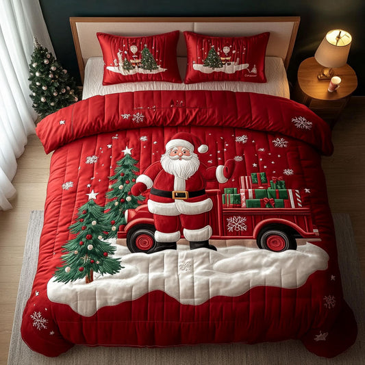 Red Truck Merriment 3-Piece Quilted Bedding Set