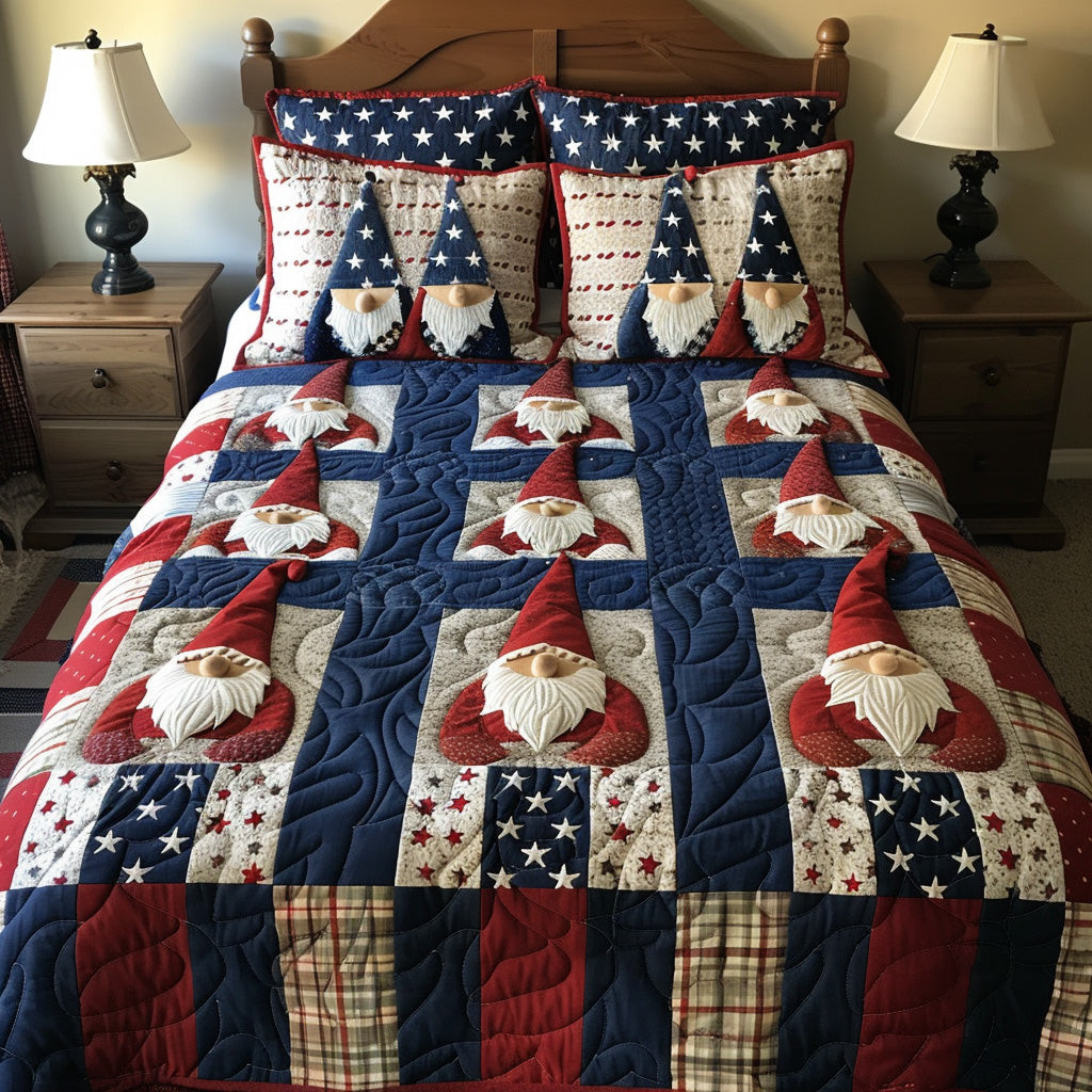 Red White Cozy 3-Piece Quilted Bedding Set