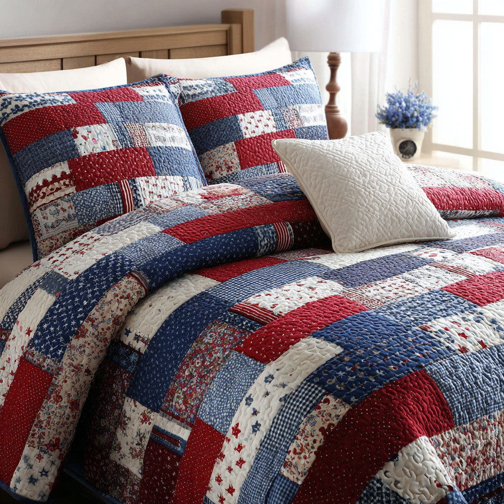 Red White Pride 3-Piece Quilted Bedding Set