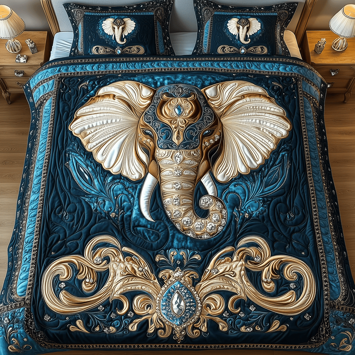 Regal Elephant Bliss 3-Piece Quilted Bedding Set
