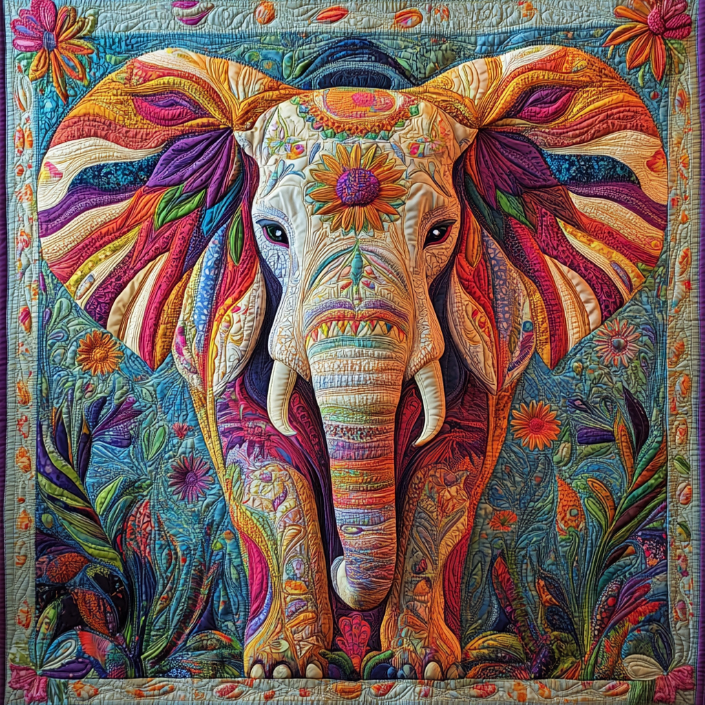 Regal Elephant Quilted Blanket
