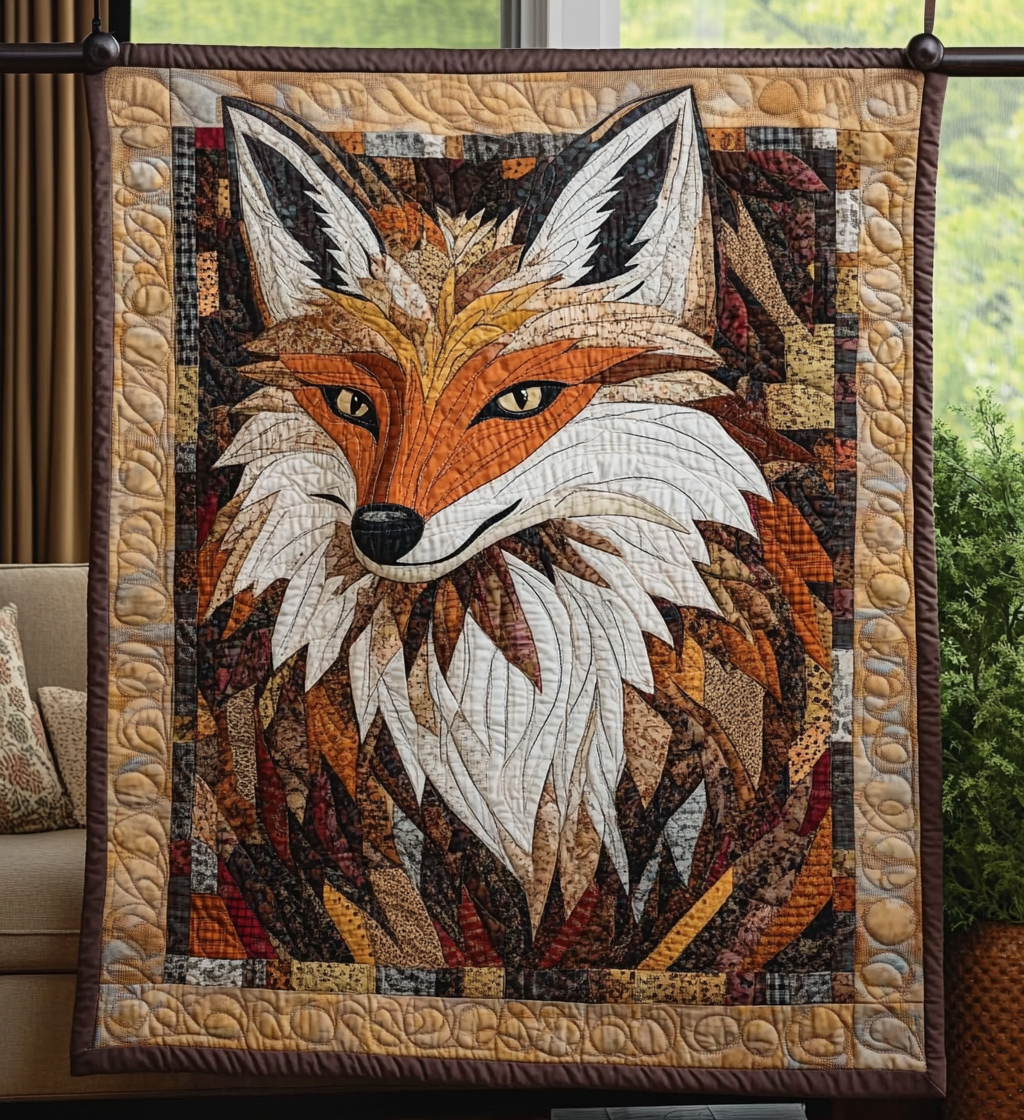 Regal Fox Hunt Quilted Blanket
