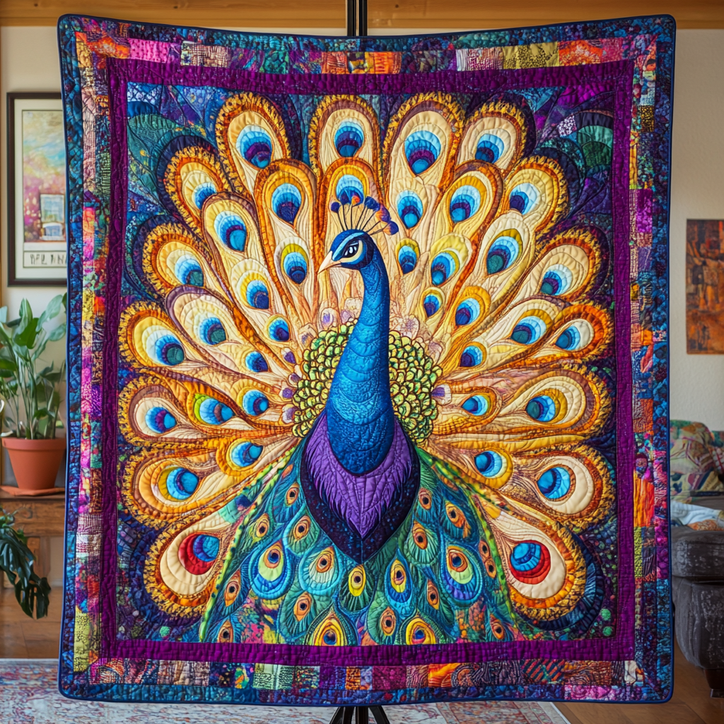 Regal Plumage Quilted Blanket