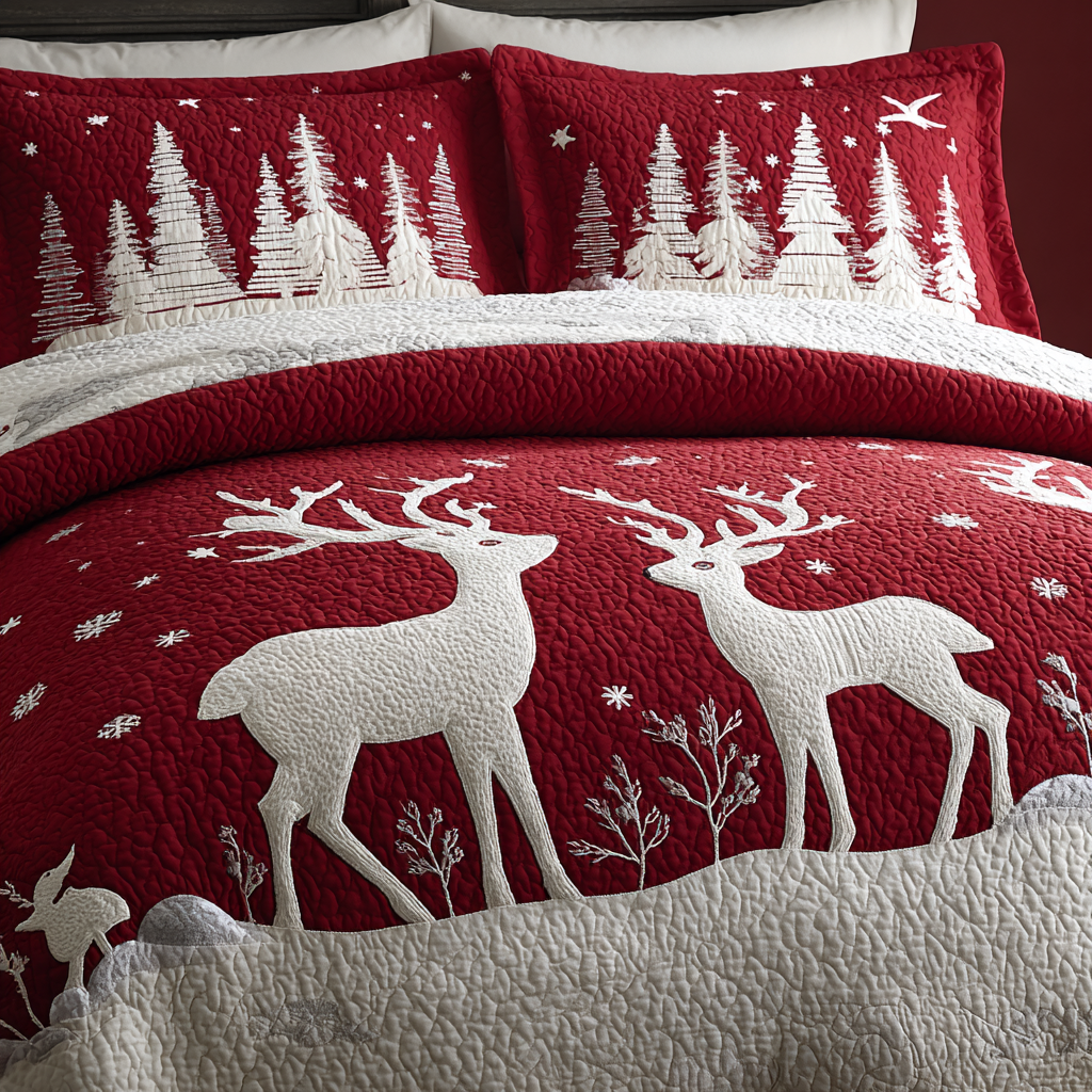Reindeer Dream 3-Piece Quilted Bedding Set