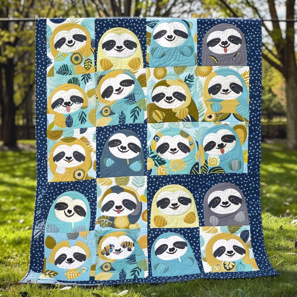 Relaxed Sloth Vibes Quilted Blanket