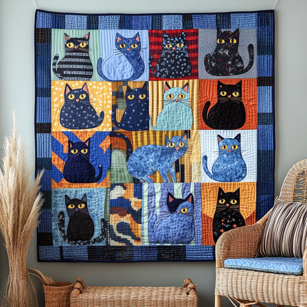 Restful Whiskers Quilted Blanket