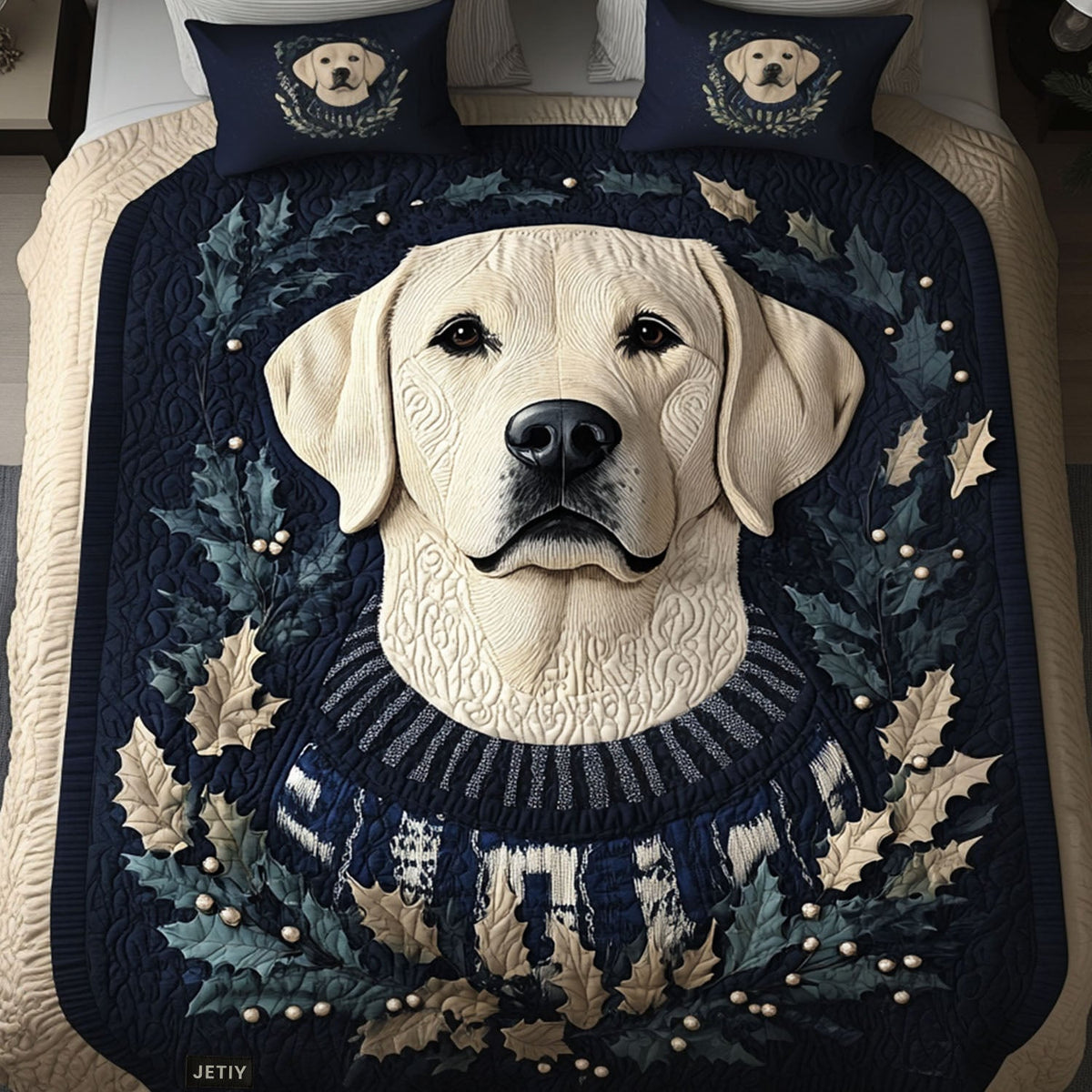 Retriever Warm Nose Wishes 3-Piece Quilted Bedding Set
