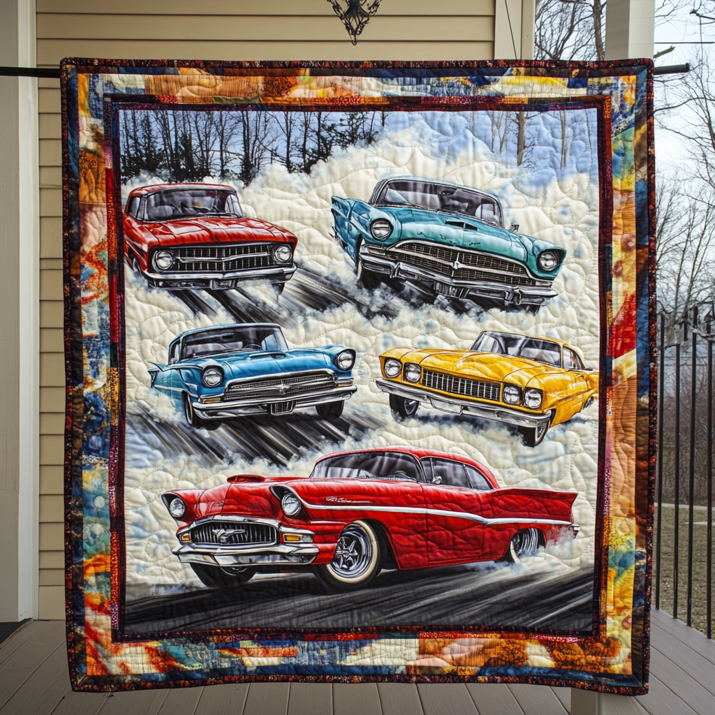 Retro Roadster Reverie Quilted Blanket
