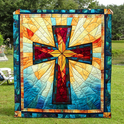 Reverent Cross Quilted Blanket