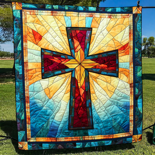 Reverent Cross Quilted Blanket