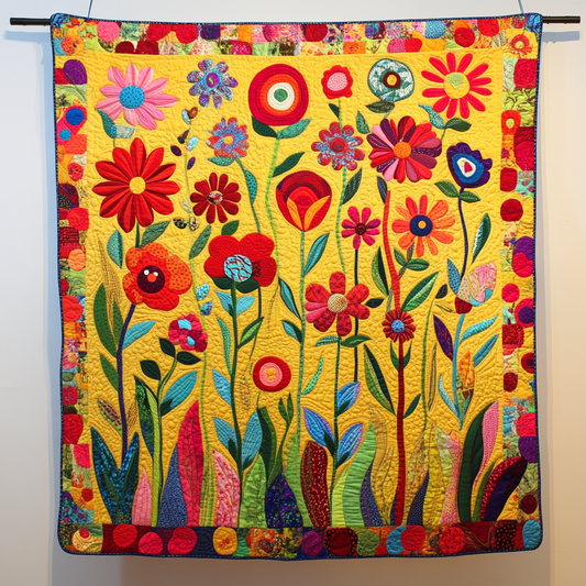 Rich Flowers Quilted Blanket