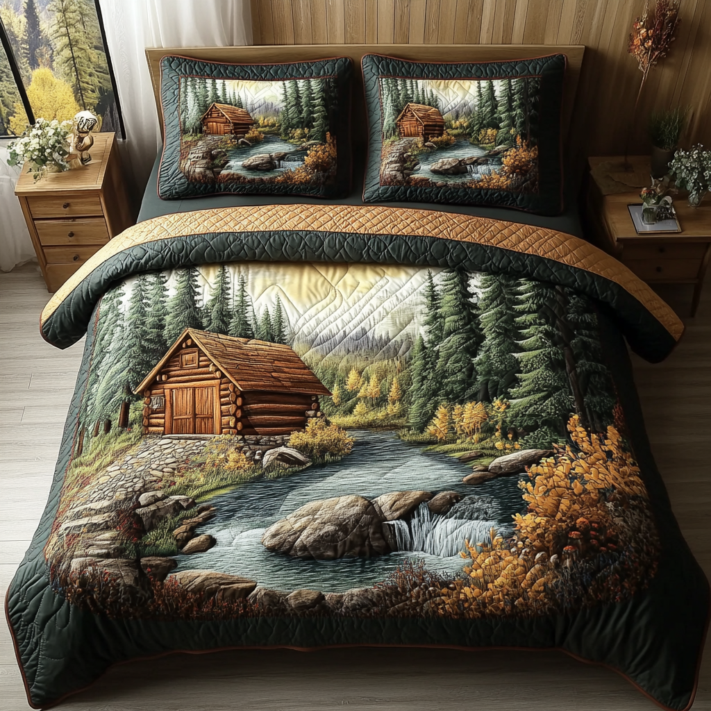 River Cabin 3-Piece Quilted Bedding Set