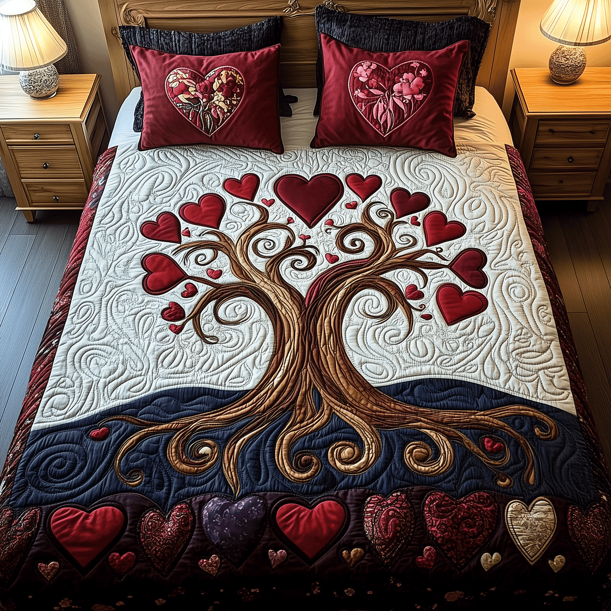 Romantic Roots 3-Piece Quilted Bedding Set