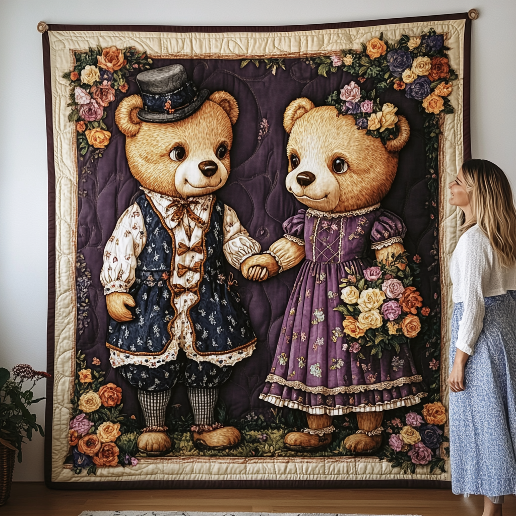 Romantic Teddy Quilted Blanket
