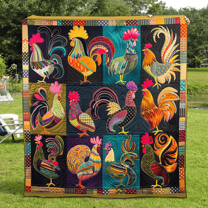 Rooster Fiesta Quilted Blanket