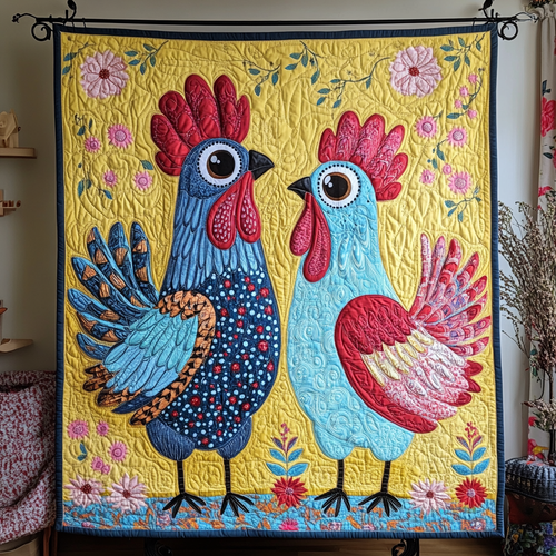 Rooster Revelry Quilted Blanket
