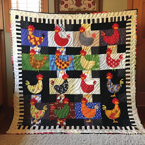 Rooster Reverie Quilted Blanket