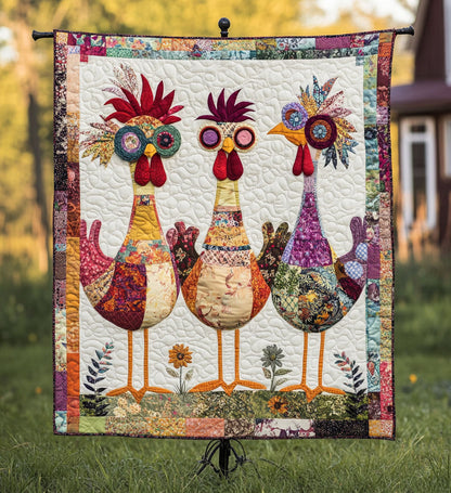 Rooster Garden Charm Quilted Blanket