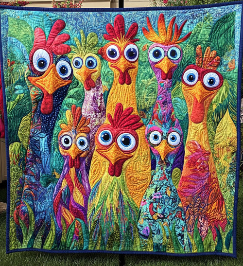 Rooster Rumble Quilted Blanket