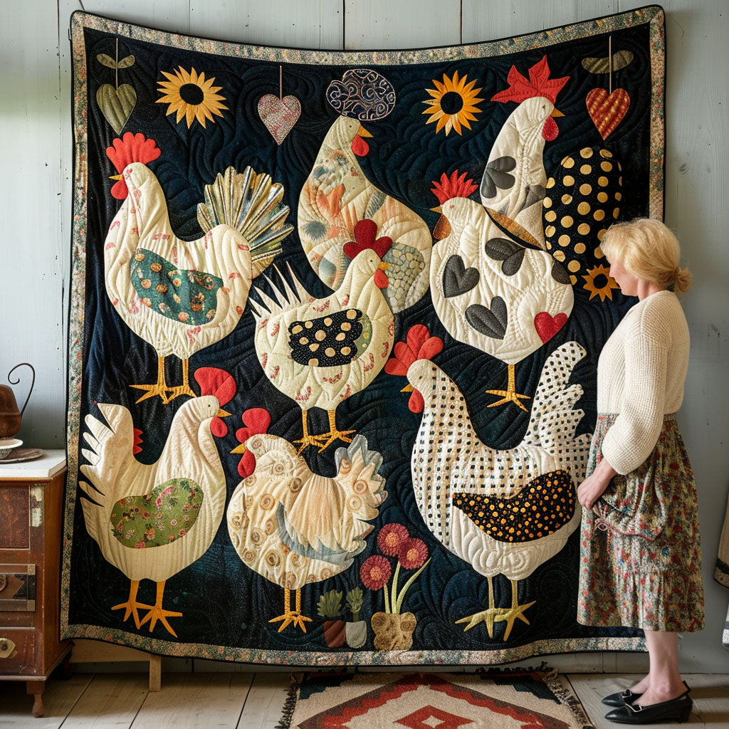 Rooster's Garden Haven Quilted Blanket