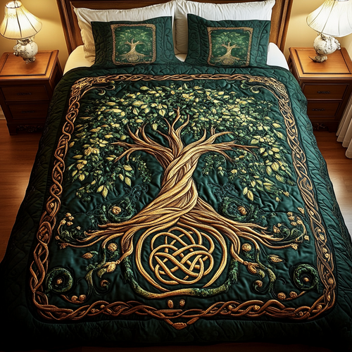 Rooted Harmony 3-Piece Quilted Bedding Set