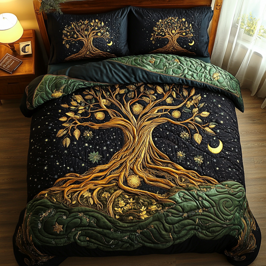 Roots Of Peace 3-Piece Quilted Bedding Set