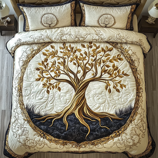 Roots Of Serenity 3-Piece Quilted Bedding Set
