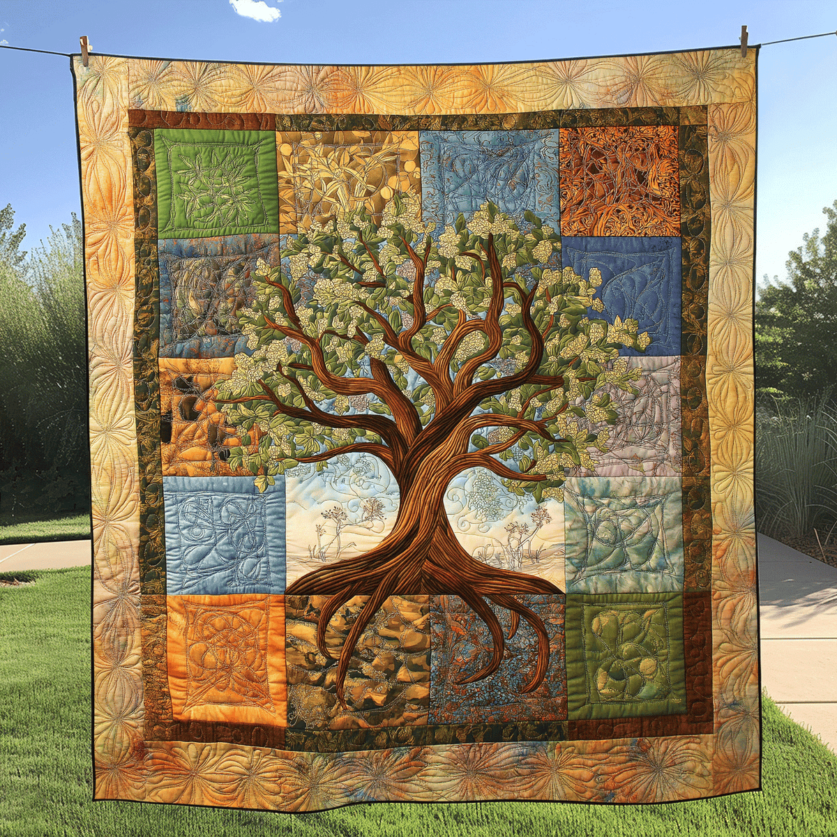 Roots of Life Quilted Blanket
