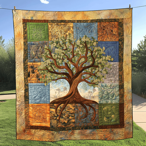 Roots of Life Quilted Blanket