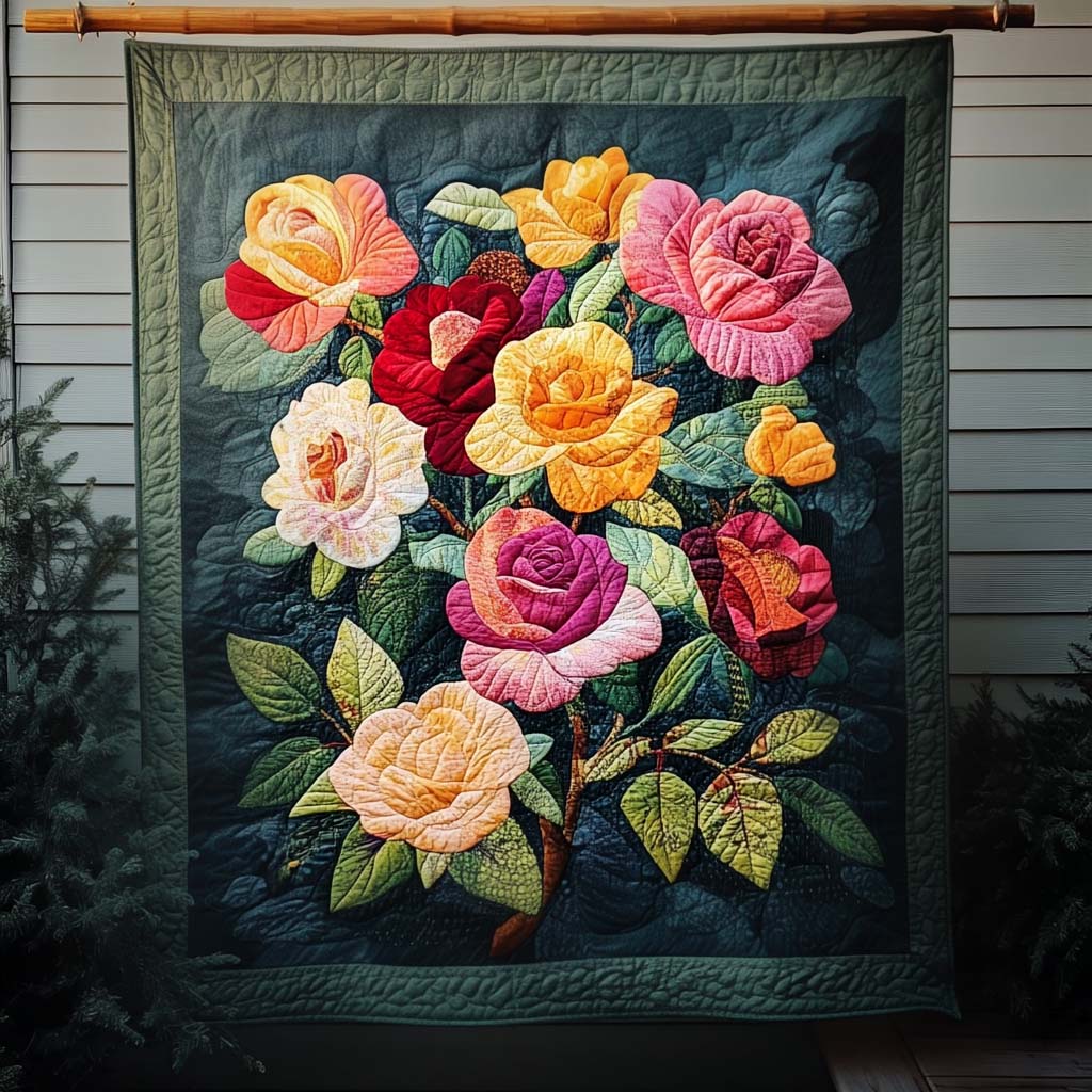 Rose Elegance Quilted Blanket