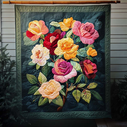 Rose Elegance Quilted Blanket