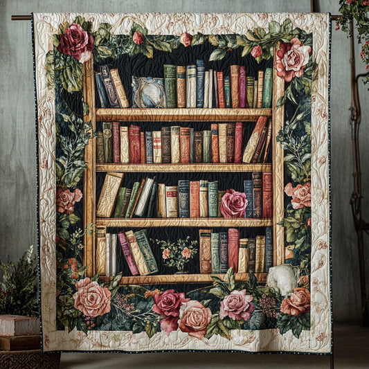 Rose Garden Library Quilted Blanket