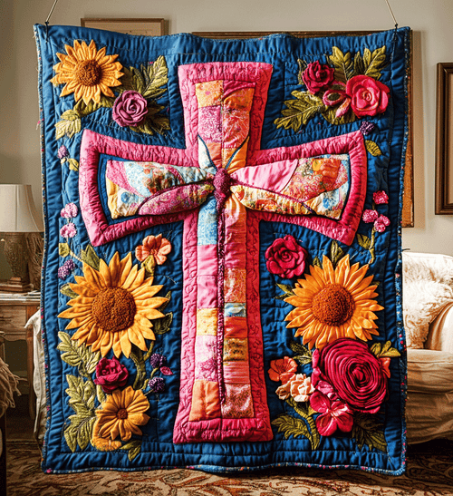 Rose of Salvation Quilted Blanket