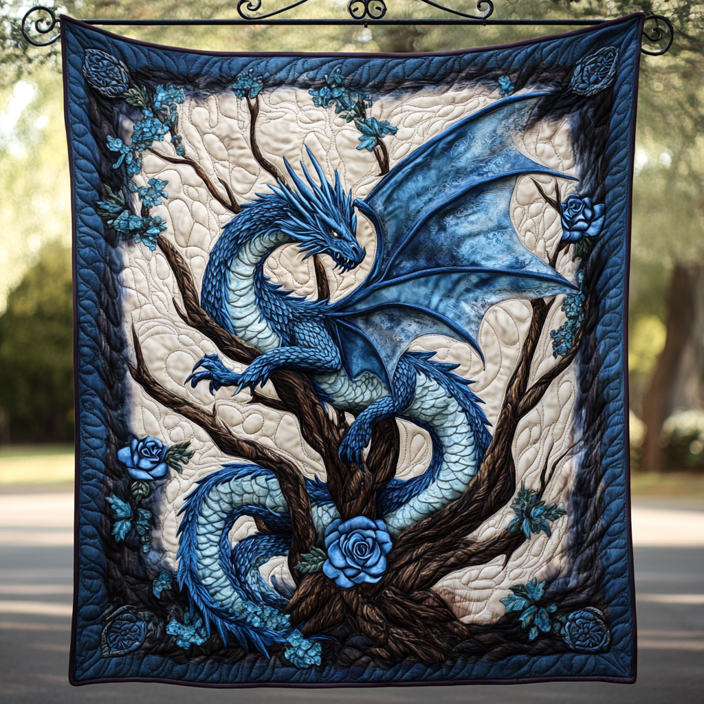 Rosefire Dragon Quilted Blanket