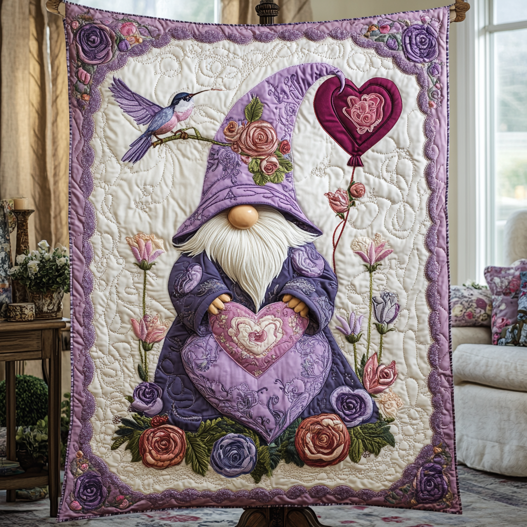 Rosewood Gnome Quilted Blanket