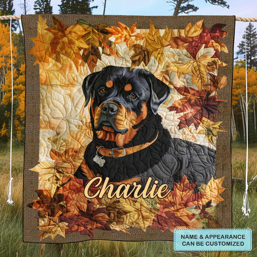 Rottweiler's Autumn Breeze Personalized Quilted