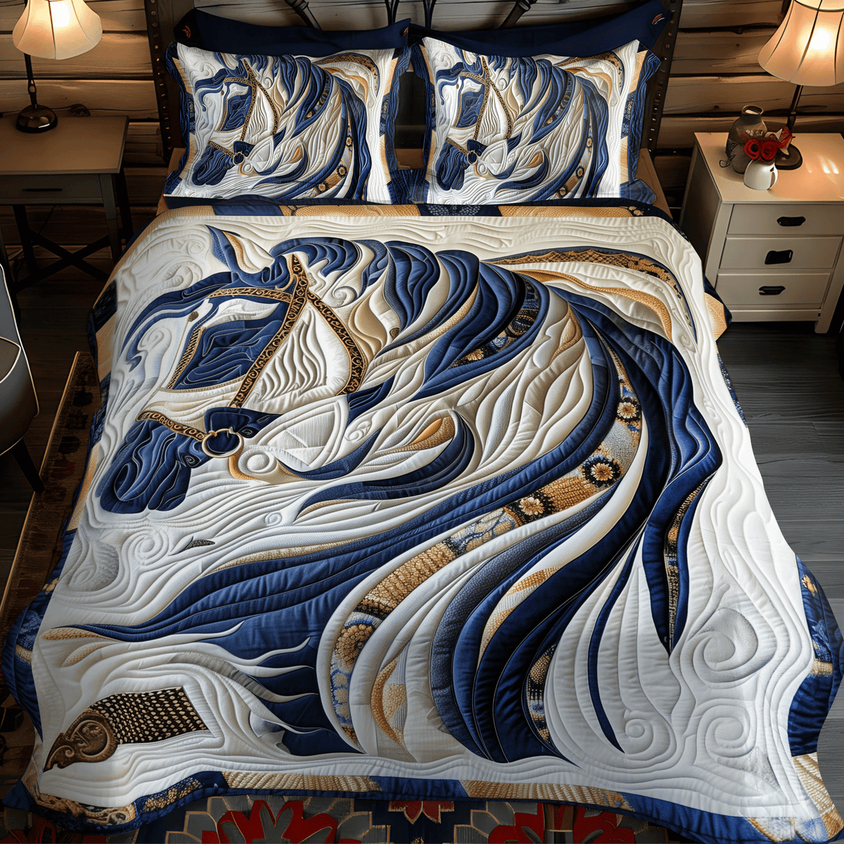 Royal Horse 3-Piece Quilted Bedding Set